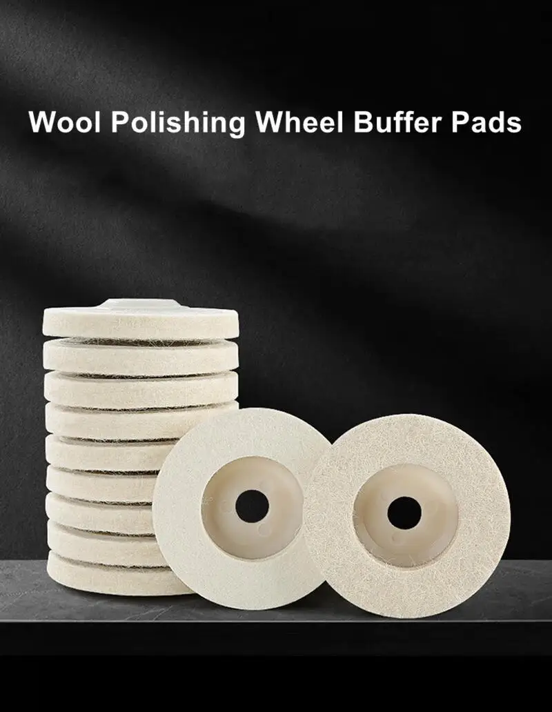 95/97mm Woll-Polierscheibe, Wollfilz-Polierpads, passend für Winkelschleifer, für Metall, Marmor, Stein, Möbel, Autowachs – Detail 1