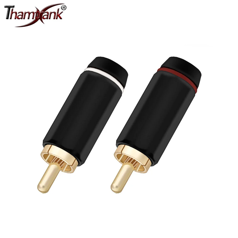 10pcs/lot High Quality RCA Connector Gold Plated RCA Male Plug  Speaker Jack Plug RCA Cable Wire Connector 5 Pairs Red+White