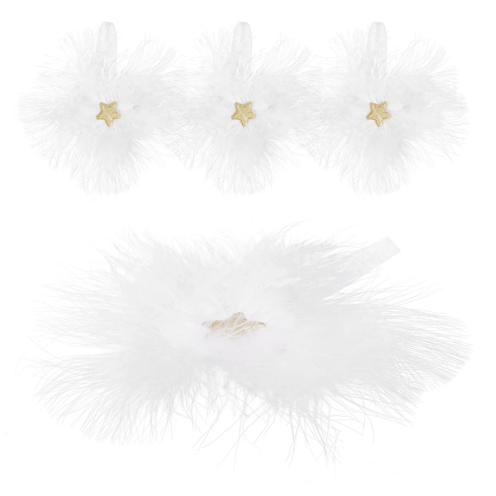 

4Pcs Star Plumage Xmas Tree Hanging Ornaments Stylish Christmas Decorations Holiday Party Pendant Xmas Scene Supplies