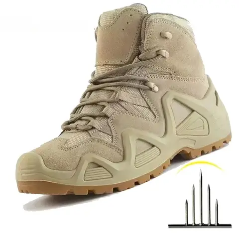 Mens Combat Tactical Boots WaterProof Outdoor Hiking Ankle Work Boots Climbing Botas Tacticas Militar Intervention Safety Shoes