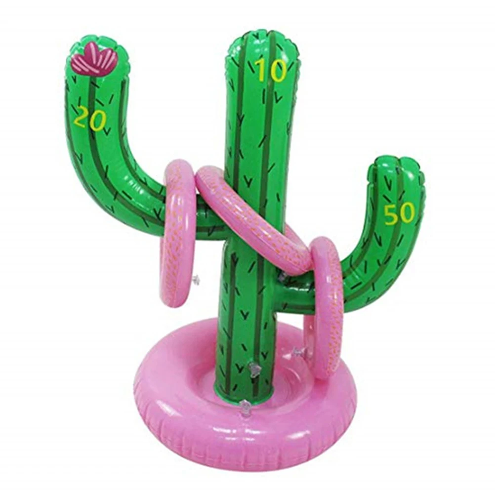 

Ring Toss Game Inflatable PVC Cactus Shaped Kids Outdoor Party Toys Lightweight Safe Material Festive Atmosphere Color