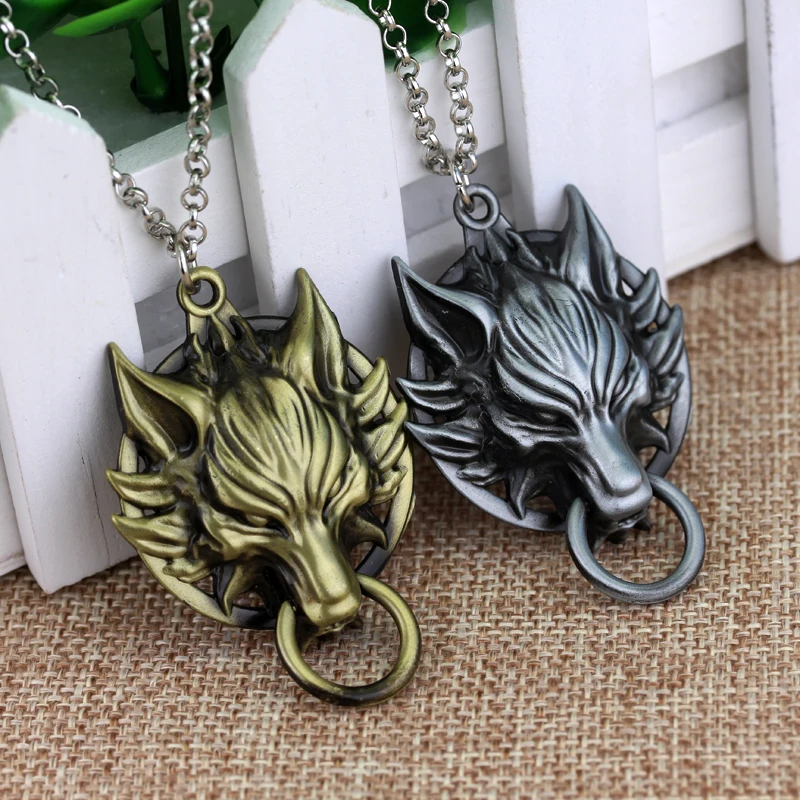 Game Final Fantasy Necklace Sleeping Lion Head Cross Pendant Chain Necklace collares Jewelry Accessories For Men Women Gift