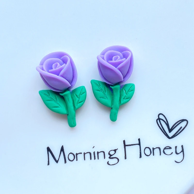 12Pcs New Cute Mini Cartoon Rose / Flower Flat Back Resin Cabochons Hairpin DIY Jewelry Craft Decoration Accessories
