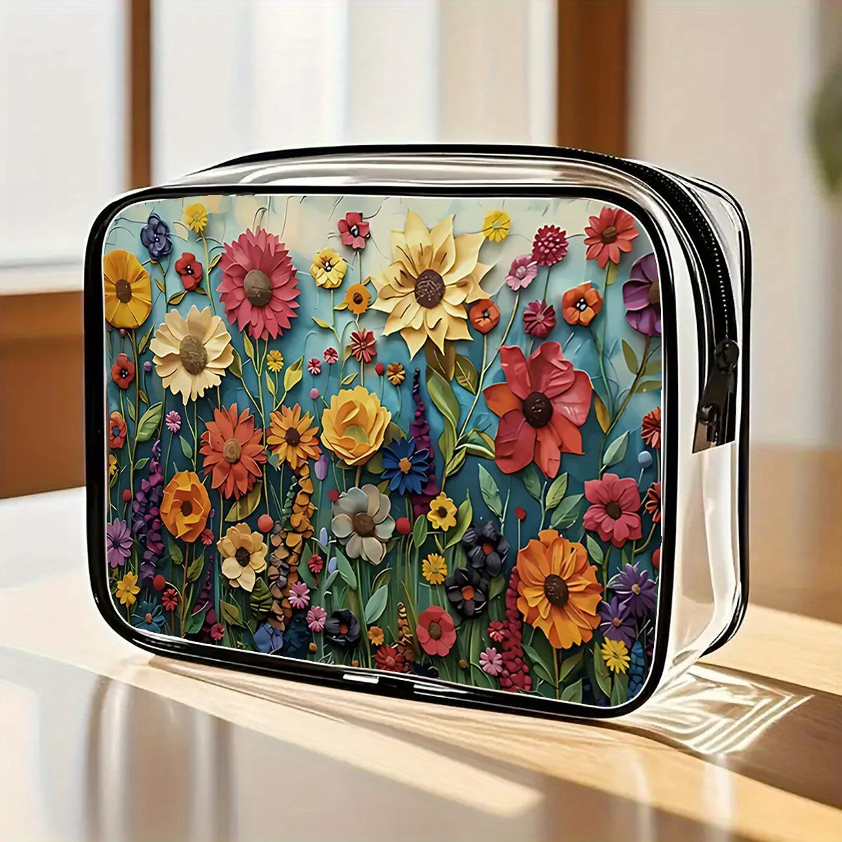 Kosmetiktasche mit Blumenmuster, niedliche Reise-Make-up-Tasche, Geschenktasche für Lehrer