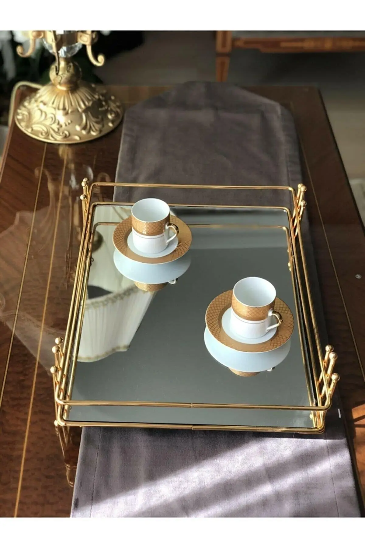 

Rectangular gold mirrored marble tray tray luxury 2022 tray Tea tray