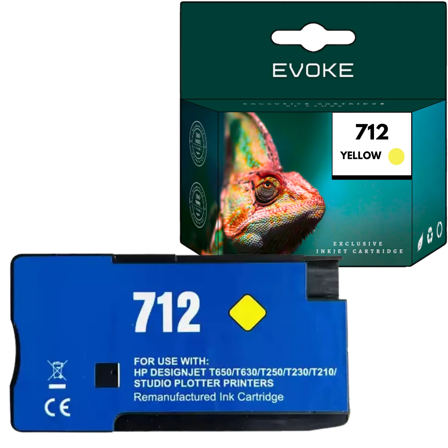 Evoke Compatibele Inkt voor Hp 712 3Ed69A Geel 29 ml Designjet T210 T230 T250 T630 T650