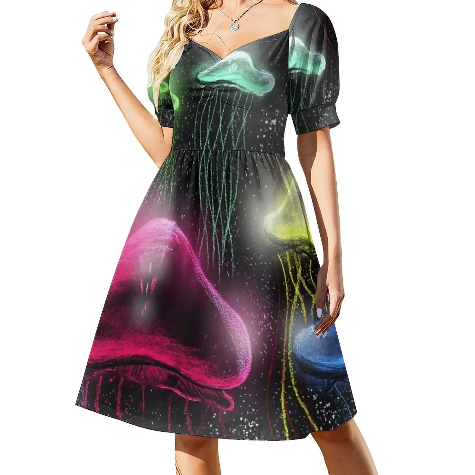 

Glowing Colorful Jellyfish Underwater Sleeveless Dress long dress women summer Dress vintage