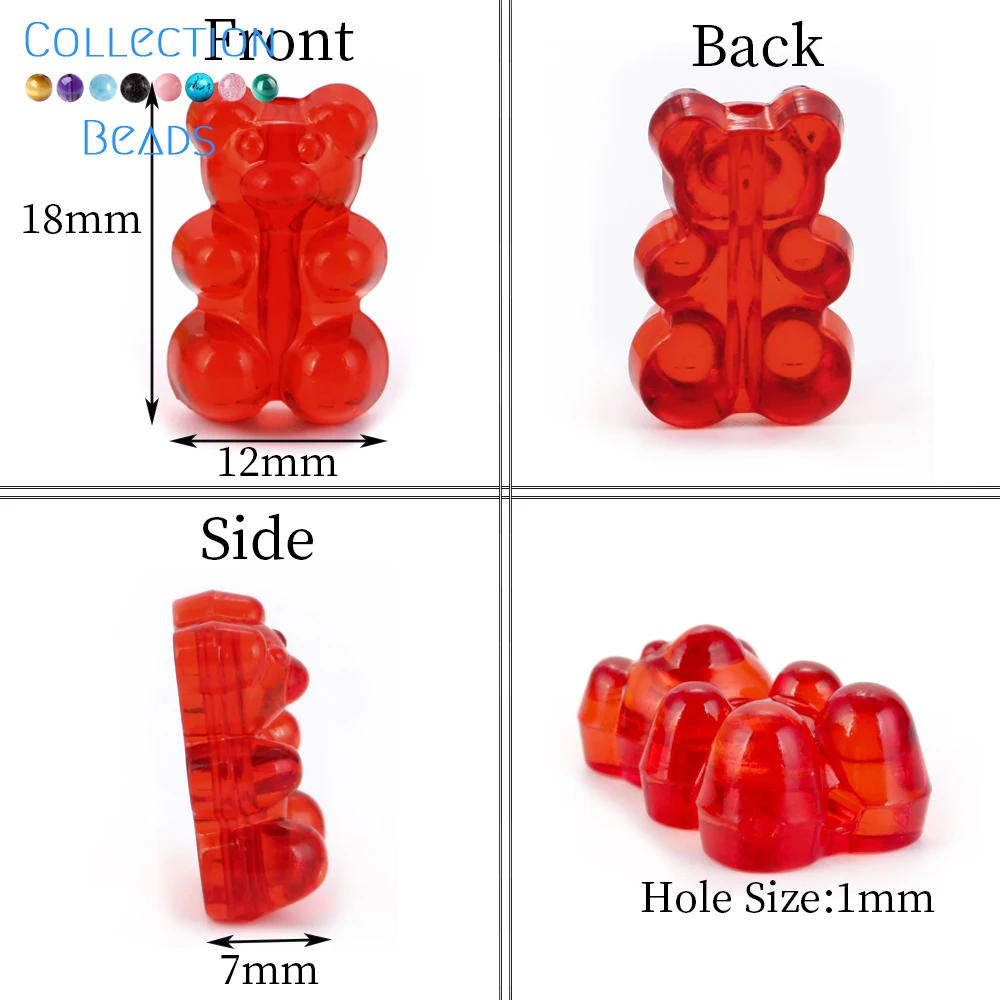 10pcs 12x18mm Colorful Acrylic Transparent Small Bear Shape ​Beads For Jewelry Making Supplies Handmade DIY Necklace Bracelets