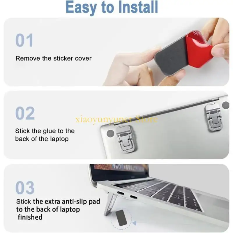 

2Pcs Portable Foldable Laptop Support Stand Invisible Cooling Risers Adjustable Height Metal Laptop Tablets Support P9JB