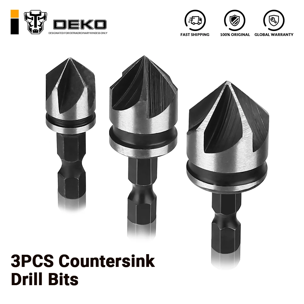 3pcs 12-16-19mm Hex Countersink Boring Set for Wood Metal Quick Change Drill Bit Tools 3pcs Shank Carbon Steel