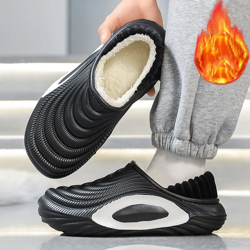 

Unisex Winter Men Slippers Warm Indoor Plush Men Shoes Casual Flat Light Thick Sole Soft Walking Couple Slippers Women Slippers