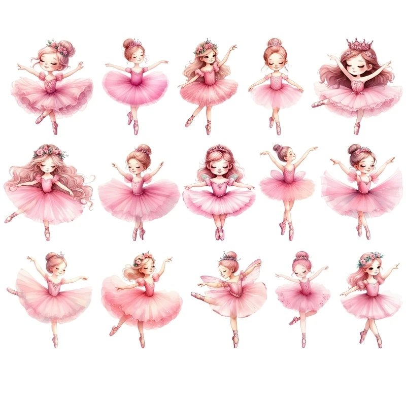 25cm/15cm ballet menina transferência de calor adesivos dtf ferro em remendos de transferência para crianças adultos roupas deca