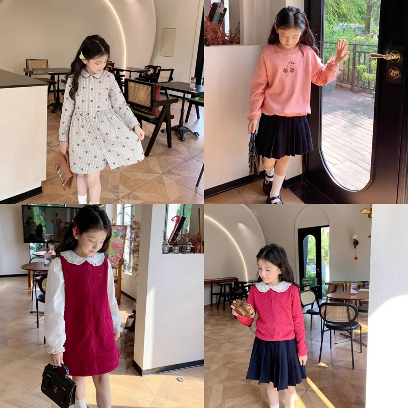 

2025 Bp Girls dress Cotton Baby Kids Dresses Girl Print Flower Skirt Shirt Set Toddler Girl Clothes