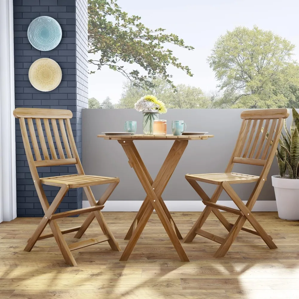 Three-Piece Foldable Bistro Cafe Set in Acorn Finish