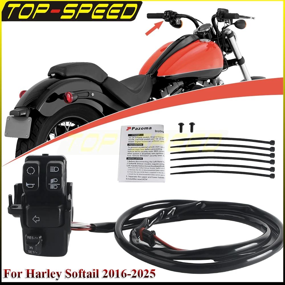 

Motorcycle Cruise Control Switch Cruise ON/OFF Button For Harley Softail Slim Heritage Classic Fat Boy Deluxe Street Bob 2016-25
