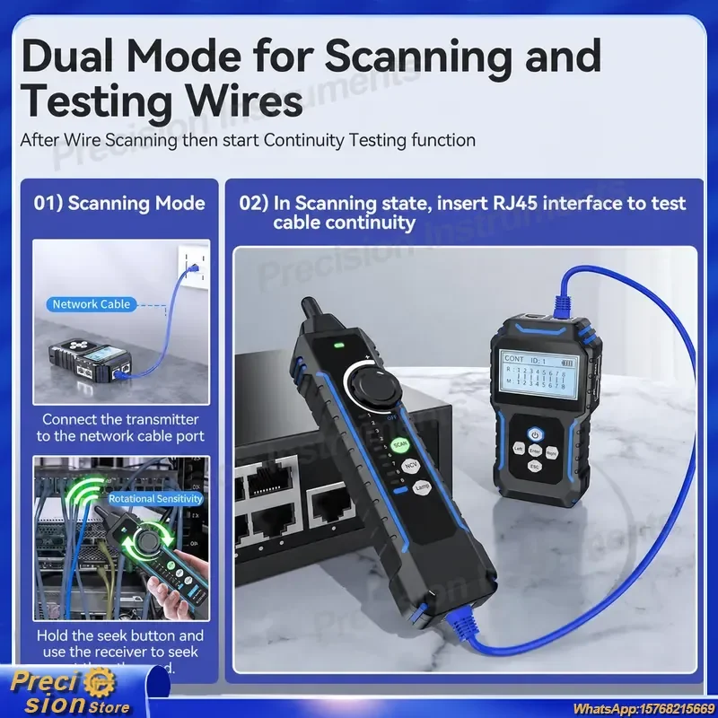 NF-8209Pro for Cable Tracker for RJ45 RJ11 Network Cable Tester for 5-350M Length Measurement for Anti-Interference