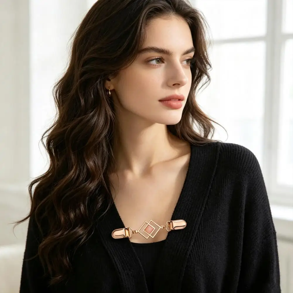 Paperclip Brooch For Women, Natural Cat Eye Gemstone Sweater Clips, Classic Retro Pin Shawl Cape Waist Cincher Fixing Buckle 95