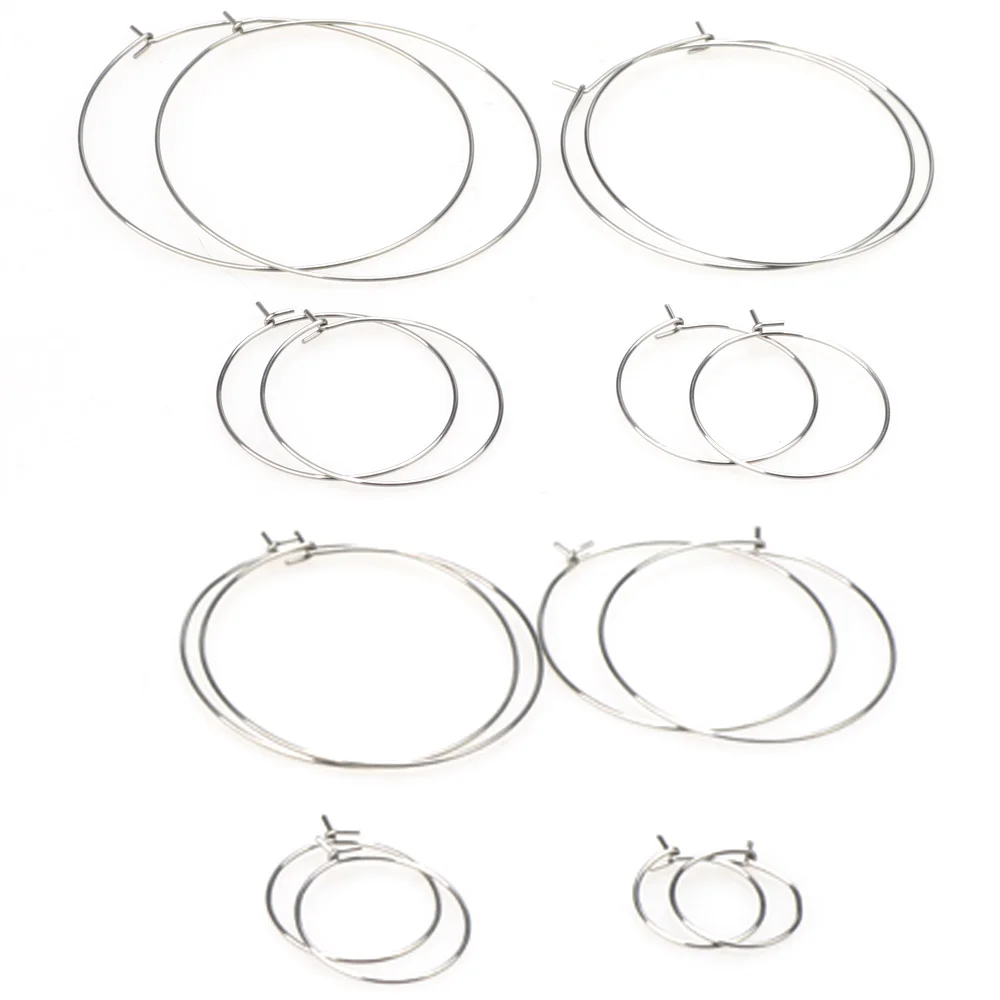 24 Uds. De aros de alambre circulares grandes de acero inoxidable de 15/20/25/30/35/40/45/50MM, pendientes colgantes DIY, accesorios para hacer joyas