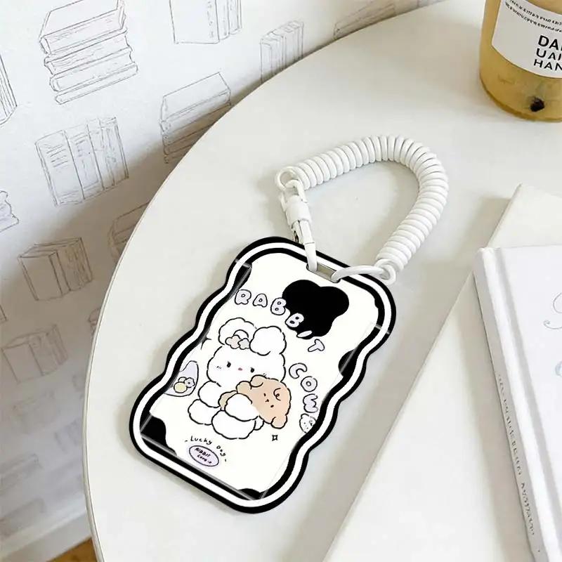 Card Holder for Kpop Photocard Holder Photo Protector Stretchable Spring Cord Student Bus/Meal Card Protection Case