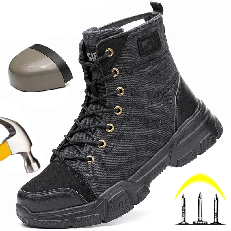 Men Boots Safety Shoes Military Boots Outdoor Work Boots Steel Toe Shoes Winter Boots Puncture-Proof Work Boots For Men