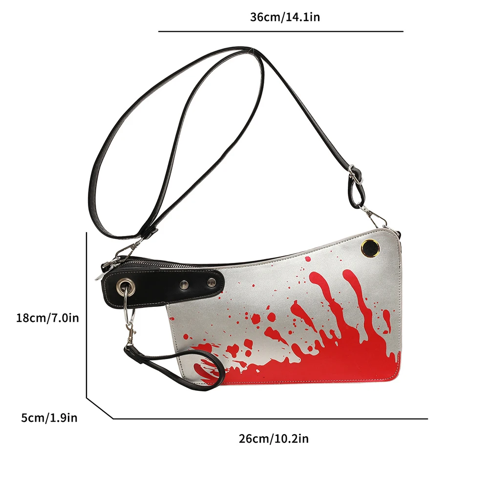 حقيبة يد قوطية من الجلد الصناعي للنساء ، محافظ صغيرة ، حقيبة كروس بودي للرعب ، حقيبة دموية ، مخيفة ، على شكل سكين ، مخلب هالووين