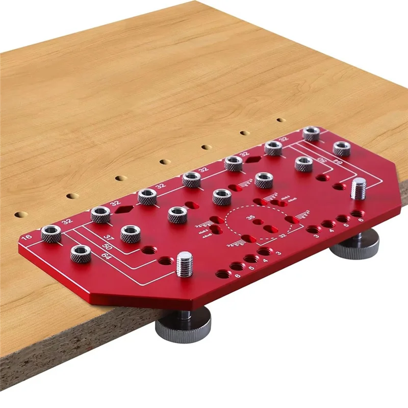 

ABKY-Shelf Pin Jig And Hinge Jig 2 In 1 Self-Contained Clamping Aluminum Alloy Shelf Pin Drilling Jig For Furniture Cabinet