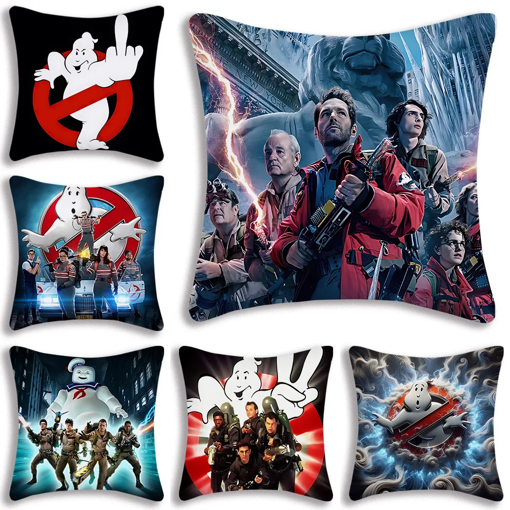 Movie Pillow Covers Cartoon Ghostbusters Sofa Decorative Home Double-sided Printing Short Plush Cute Cushion Cover