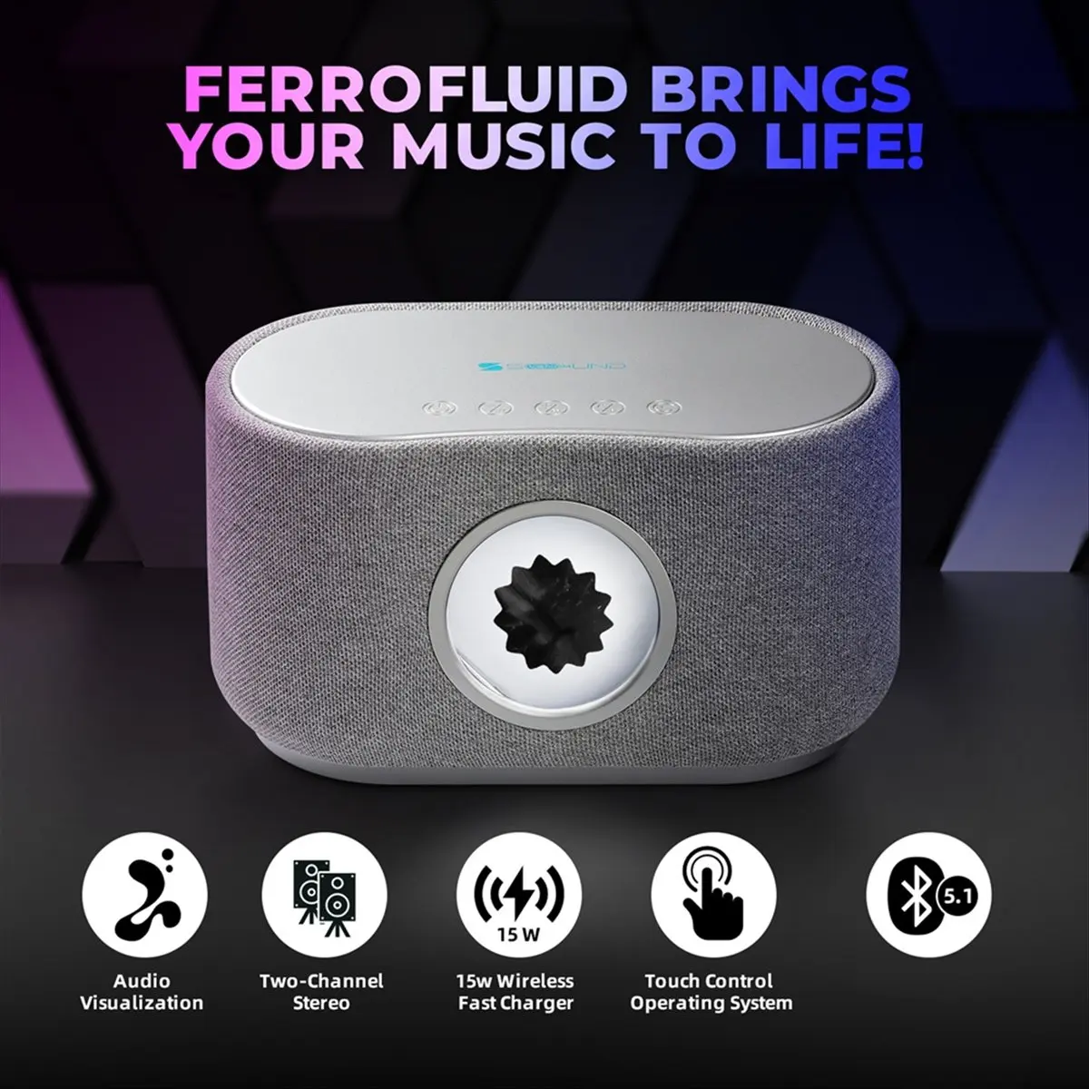 CH◆☆§ Magnetic Speaker - Wireless Bluetooth, Subwoofer, Desktop Rhythm Music System for Living Room,Gray (EU)~HOT SALE