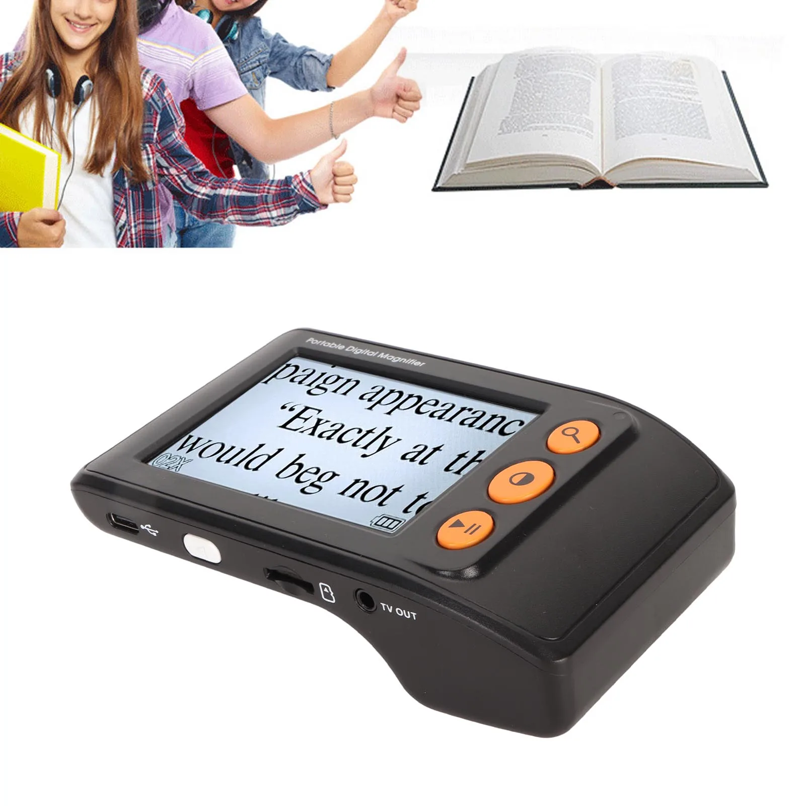 Digital Magnifier 3.5in LCD 2X‑25X Magnification AV Output Reading Magnifier for Book Newspaper Electronic Video Magnifier