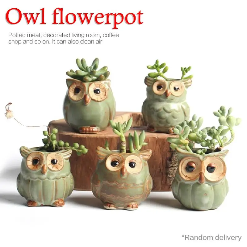 Cute Succulent Planter Pot Owl Planter Ceramic Owl Shape Garden Flower Pot Desk Plant Pot Home Garden Decoration birthday gift