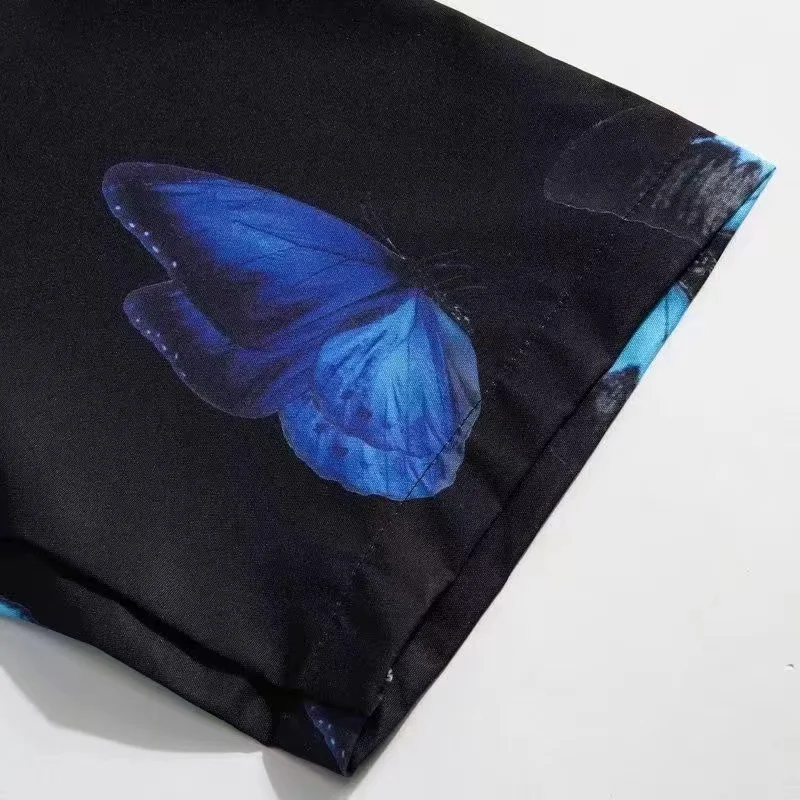 EBAIHUI Retro Floral Women Shirt Loose Hong Kong Style Couple Top Summer Lapel Beach Short Sleeved Ladies Blouse