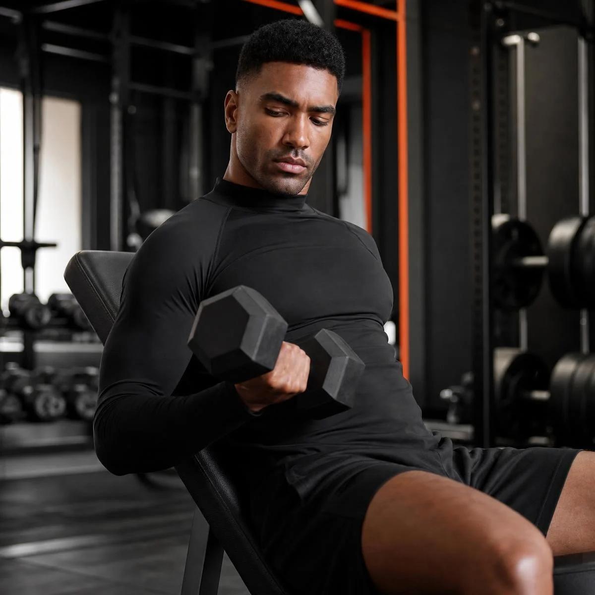 3er-Pack Herren-Fleece-Langarmshirt mit hohem Kragen, kompressionsaktiv, elastisch, eng anliegend, als Sportunterwäsche für Herbst und Winter, warm, ideal für Fitnessstudio und Sport. – Detail 2