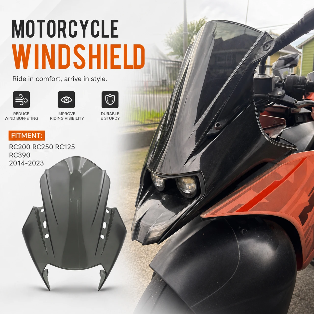 For KTM RC125 RC200 RC250 RC390 2014-2023 Motorcycle Accessories Wind Deflector Screen Fairing Expanded Windscreen Windshield