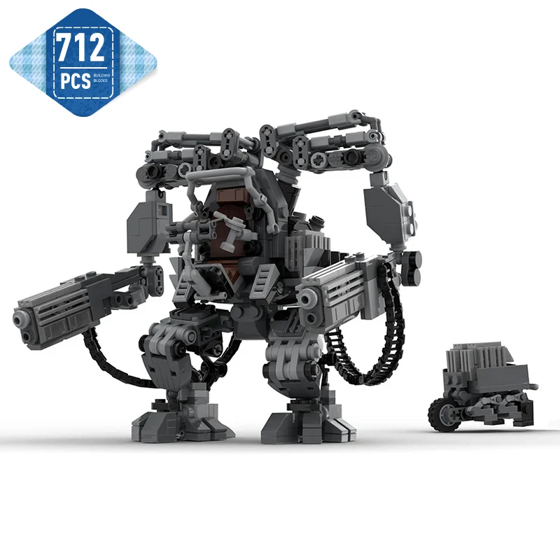 MOC Black Robot APU Classic Movie Building Blocks Assembly Model MOC-137552 Mecha Robot Weapon Brick Toy Holiday Birthday Gift