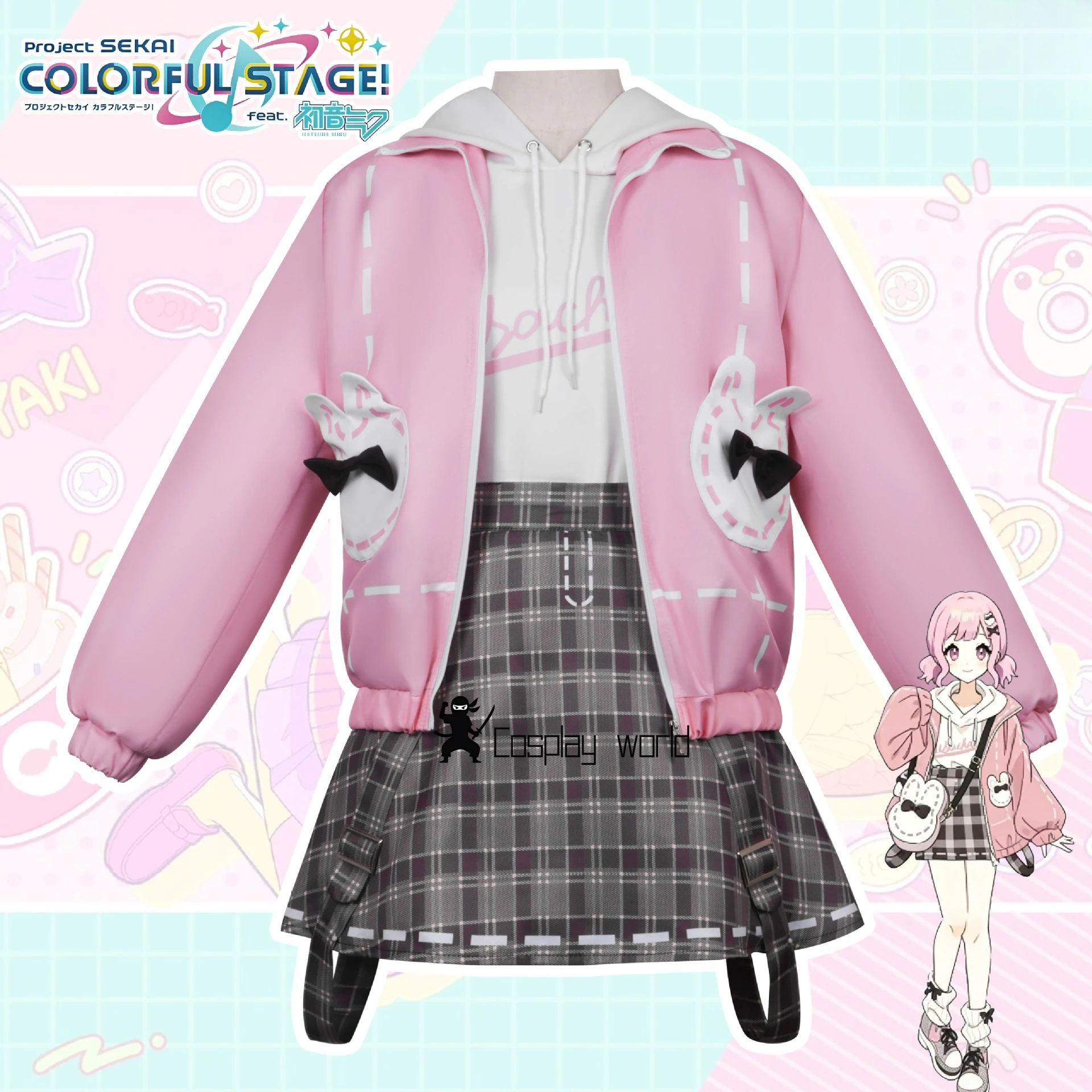 

PJSK Project Sekai rabbit Otori Emu Cosplay Costumes Bunny Ear Hoodie Outfits Game Anime Halloween