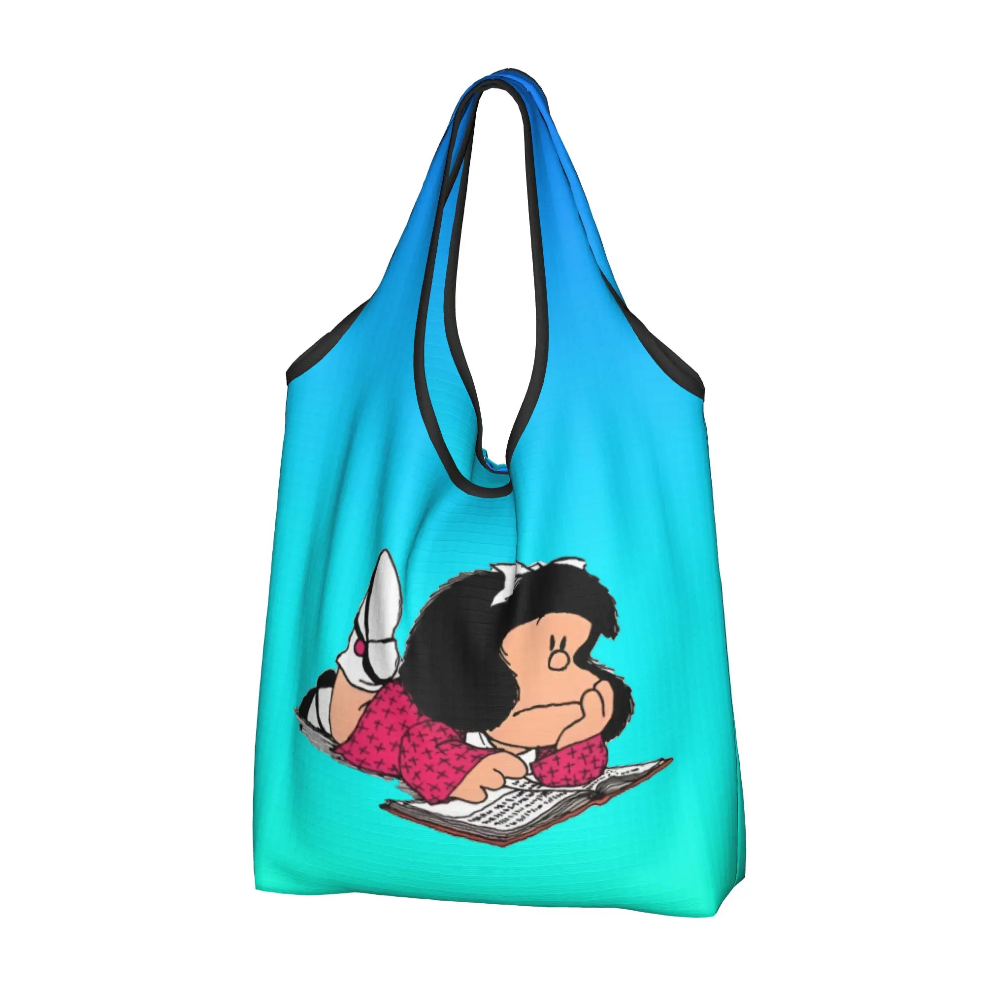 M-Mafaldas Manga Comics Grocery Shopping Bags Fashion Shopper Tote Shoulder Bags Large Capacity Portable  Handbag