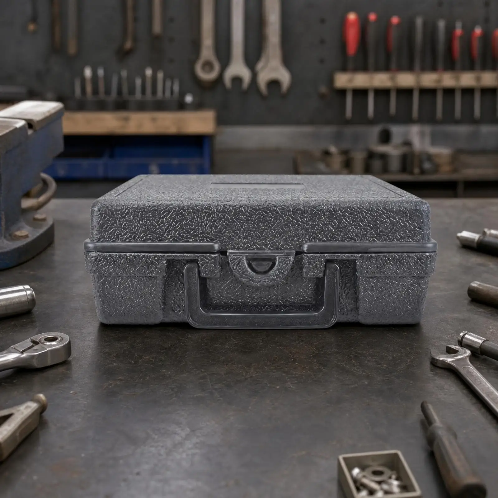 Rectangular Tool Storage Case Rigid-Shell Hinged Lid Storage Case with Carrying Handle Rugged Portable with Handle for Field