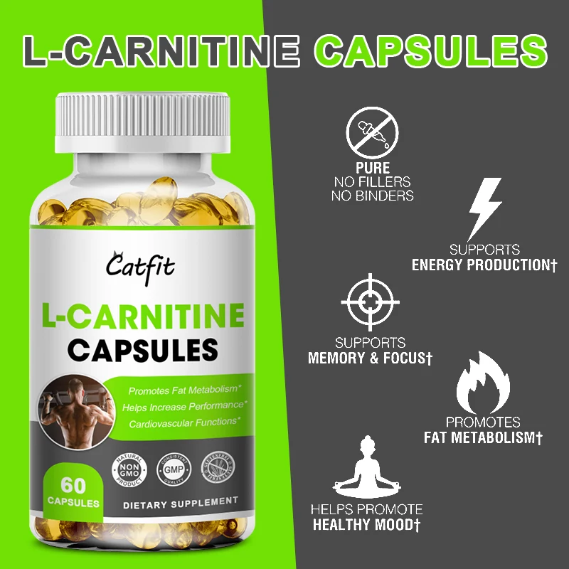 Acetyl L-carnitine Capsule Promote Muscle Growth Energy Support Anti-fatigue Exercise Dietary Gym Supplement Suitable for Men