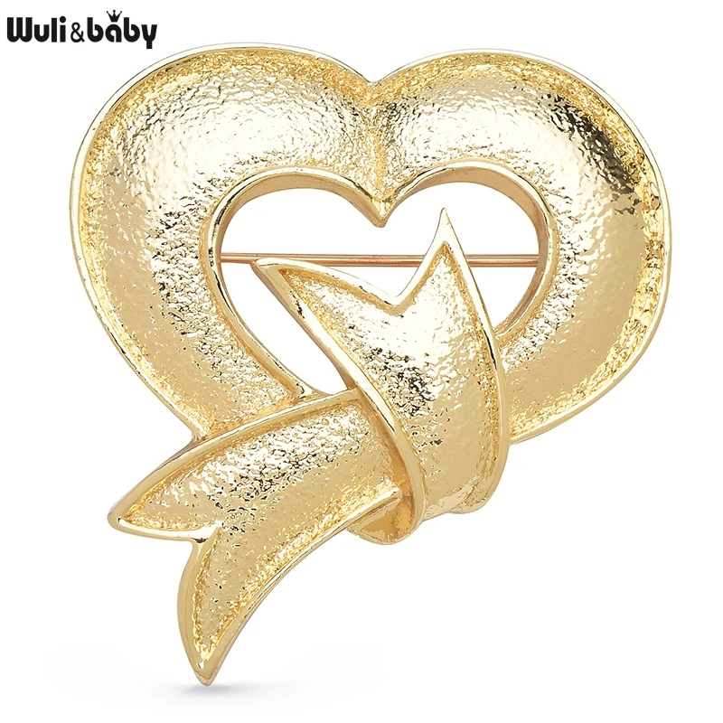 

Wuli&baby Matte Metal Bow Heart Brooches Peace Sign Badge Designer Fashion Jewelry Pin Accessory Gift For Suit and Dress