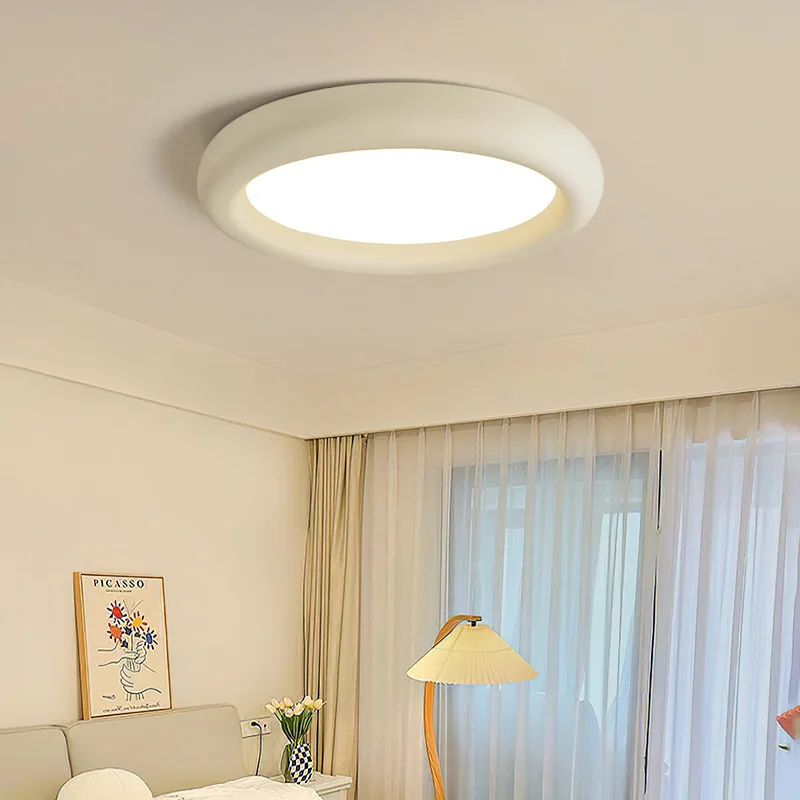 

Bedroom Light Nordic Cream Wind Creative Circular Room Light Full Spectrum Eye Protection Den Light Resin Ceiling Light