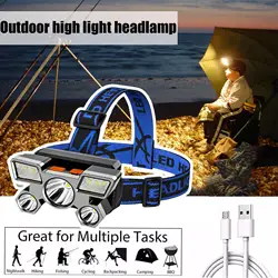 5LED Headlamp With Built-in 18650 Battery USB Rechargeable Portable Flashlight Lantern Waterproof For Camping Fishing Headlamp