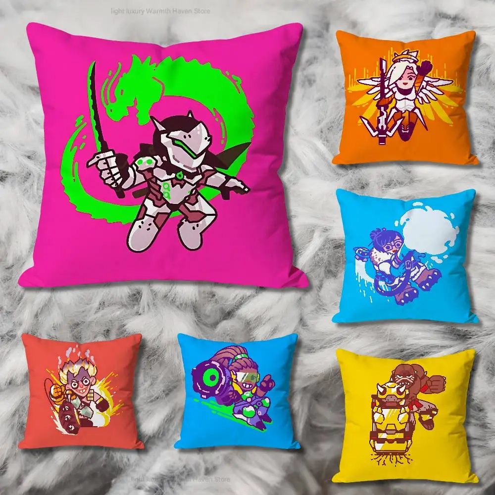 Pop Game O-Overwatch-S Anime Celebrity Merchandise All-Match Printed Pillow Case Sofa Car Office Room Decoration Protector