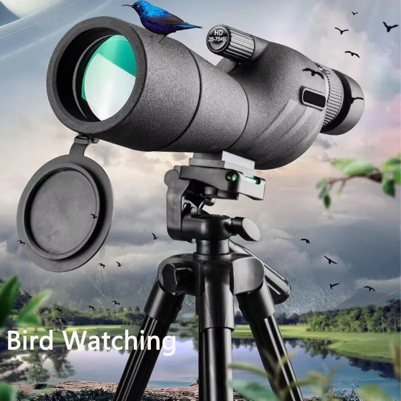 

Telescope Long Distance Sight 25-75x60 Zoom Monocular High Definition Watching Wildlife Viewing For Bird Lightweight Handheld