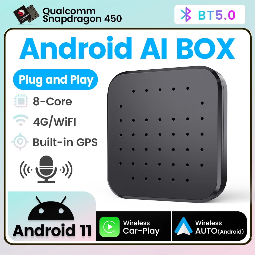 

Tomostrong Android 11 Carplay Ai Box Wireless Android Auto Adapter Plug And Play Support YouTube/Netflix/4G LTE/GPS/Mirror Link