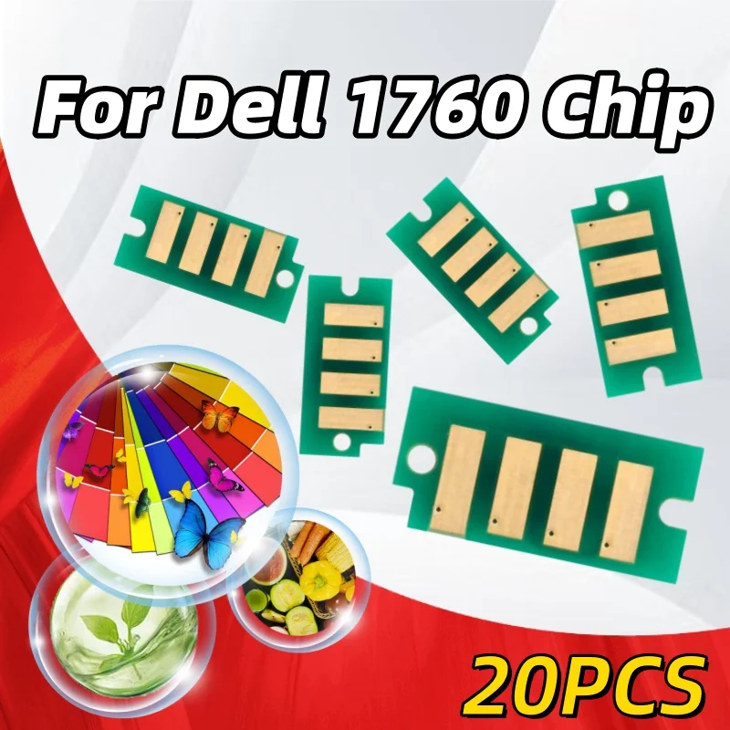 

20pcs 1765 Toner Chip Dell 1760 Toner Cartridge 332-0407 332-0410 332-0409 332-0408 BK-2K, CMY-1.4K Toner Cartridge Chip
