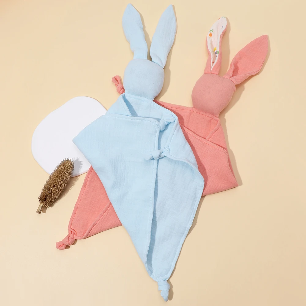 Serviette douce et réconfortante en forme de lapin pour nouveau-né, jouet mignon en peluche pour bébé