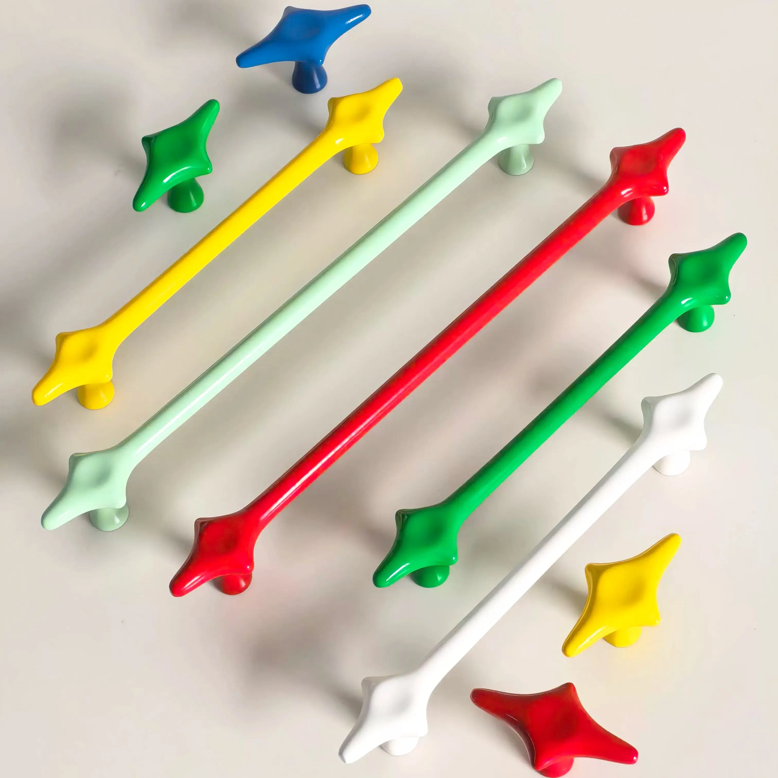 Minimalist Cabinet Pulls Four-pointed Star Wardrobe Handle Drawer Knobs Children's Room Color Simple Handle Furniture Hardware
