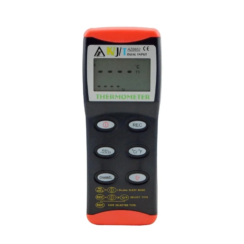 AZ8852 High Precision Multifunctional Thermocouple Thermometer Digital Large Screen Dual Channel K J T Temperature Recorder