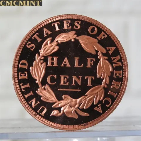 Custom Copper Coin 1 Oz 999 Fine Copper 1851 Braided Hair 1/2 Cent Round Antique Copper Coin