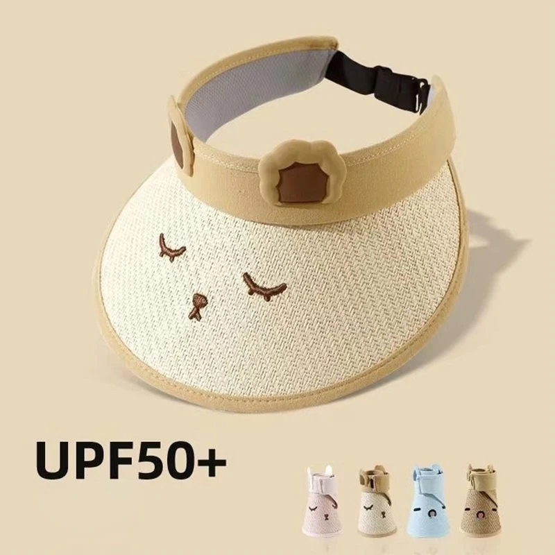 

Summer Children Sunshade Hat Outdoor Boy Girl Sunscreen Hat Cute Cartoon Baby Empty Top Cap 2-14Year Kids Big Brim Fisherman Cap